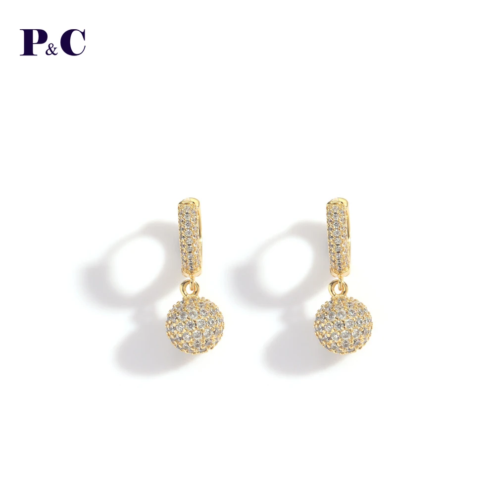 

Hip Hop 1Pair Iced Out Bling Cubic Zircon 8mm Ball Stud Earring Rock For Men Women Jewelry Rapper Earrings