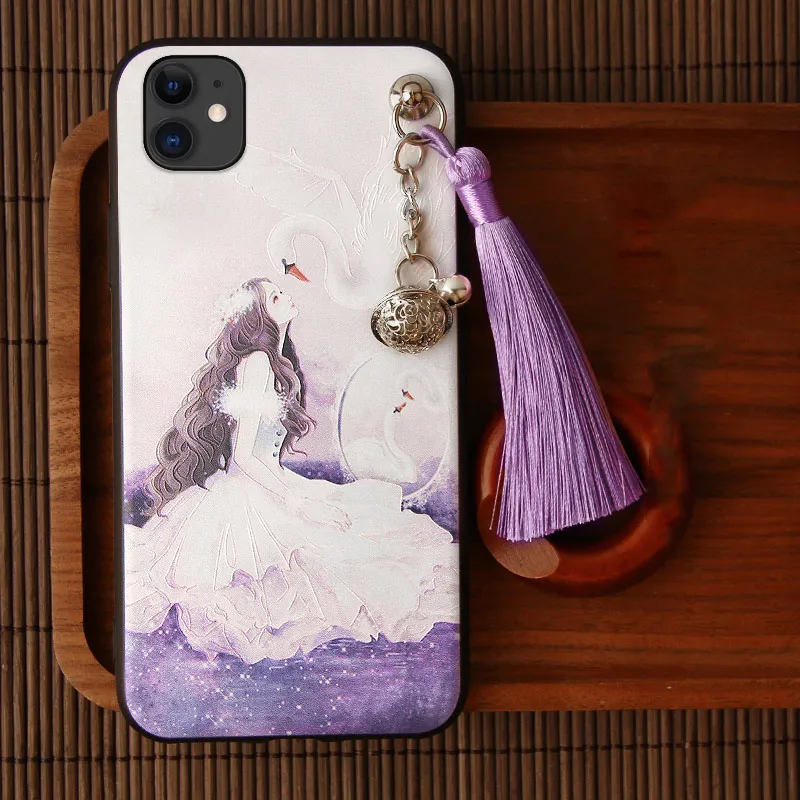 Pattern E 3D рельефный чехол для iPhone 11 Pro Max XS XR X 10S 7 8 6 6S Plus чехол тиснение колокольчик-кисточка противоударный мягкий чехол для Apple XS Shell - Цвет: Pattern E