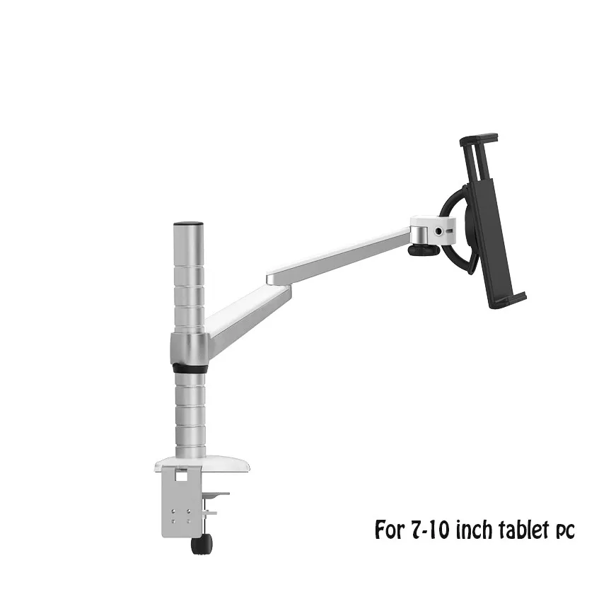 Economici NBGYS Aluminum Alloy Height Adjustable Double Arm 7-13'' Tablet PC Holder Desktop Clamping 360 Rotation Tablet PC Stand OA-2S
