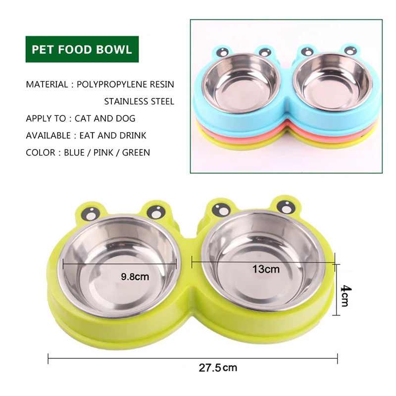 

Non-slip Double Cat Bowls Stainless Steel Pet Dog Food Feer Water Bowls For Dog Cat Feeding Drinking Dish Pet Accessories