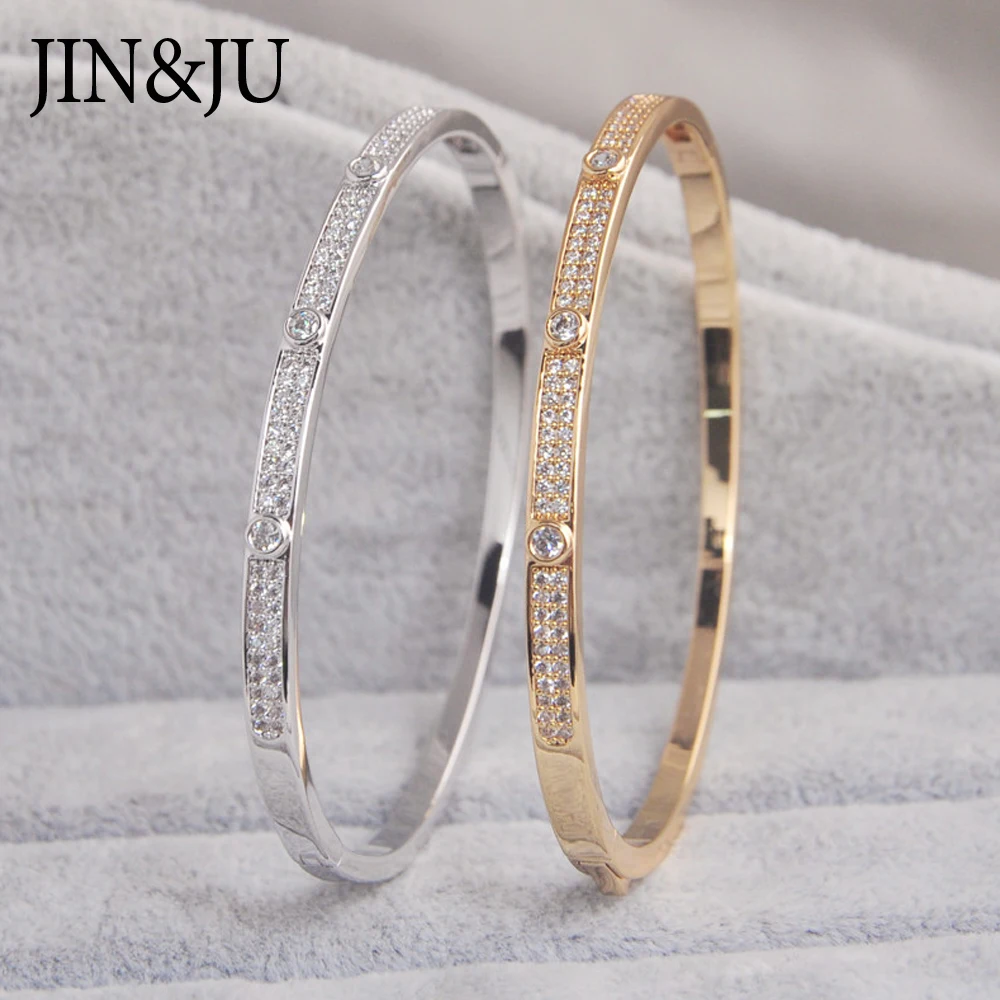 

JIN&JU Fshion Charms Bracelets&Bangles For Women Birthday Gift Cubic Zirconia Cuff Braclet Femme Dubai Pulsera Fashion Jewelry