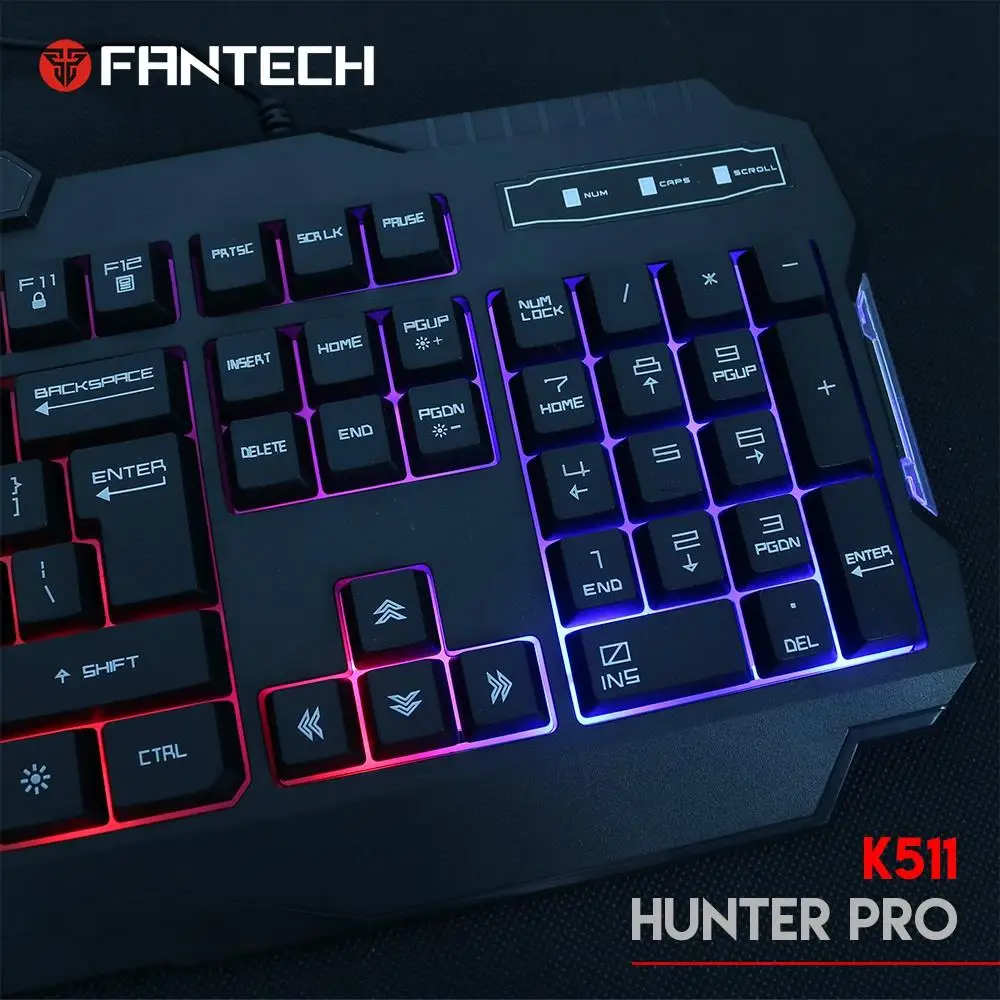 Fantech K511 Профессиональная Usb игровая клавиатура с подсветкой 104-Key Проводная игровая клавиатура
