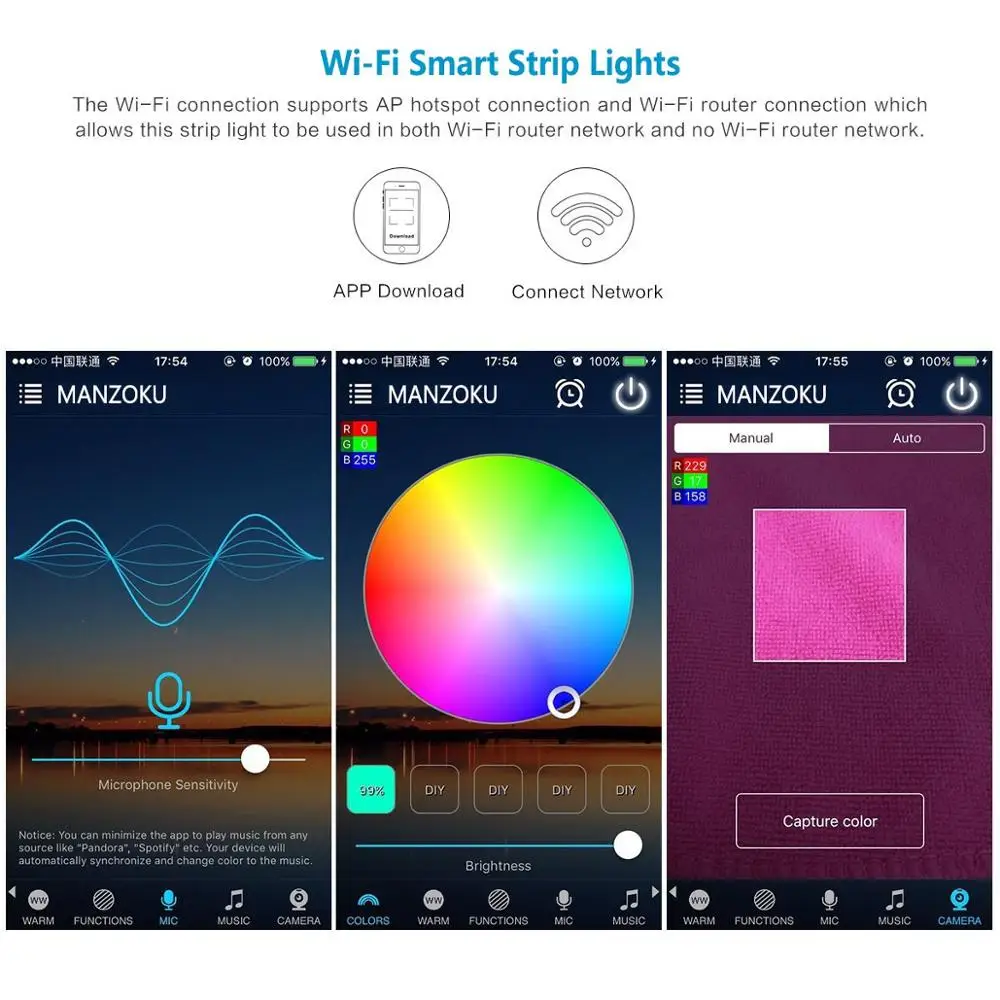 LED Light Strip RGB Rope Lights Tape Compatible Alexa/Google Home Waterproof 12V 5050 Flexible Kit JK | Лампы и освещение