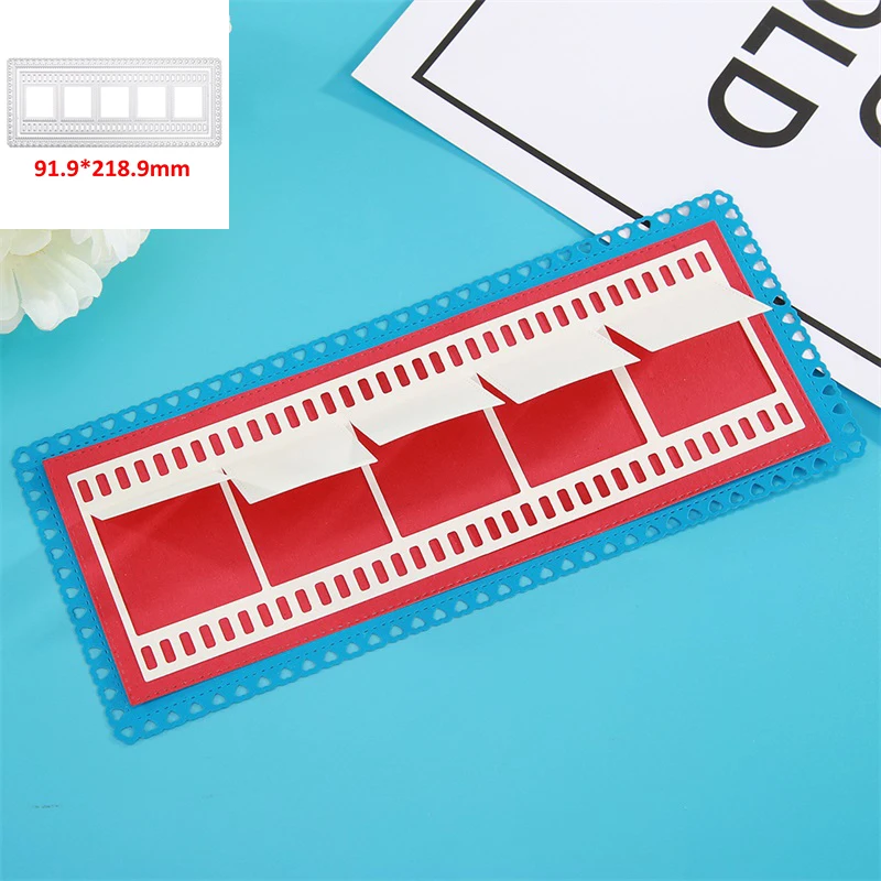 

Vintage Film Photo Heart Border Slimline Frame Metal Cutting Dies DIY Scrapbooking Craft Cards Embossing Dies 2020 Hot Sale