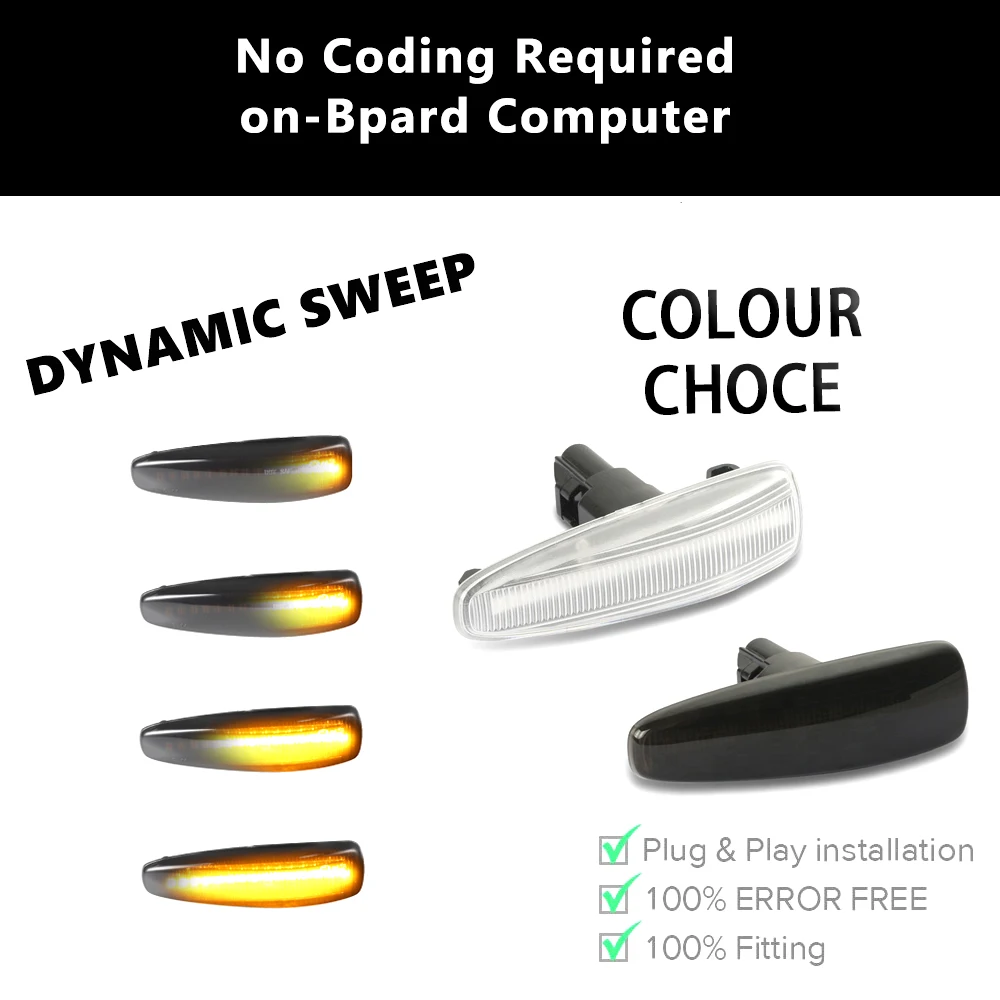 

2Pcs Dynamic Side Marker Sequential Flashing LED light For Mitsubishi Pajero Montero Lancer Including Evolution X Mirage