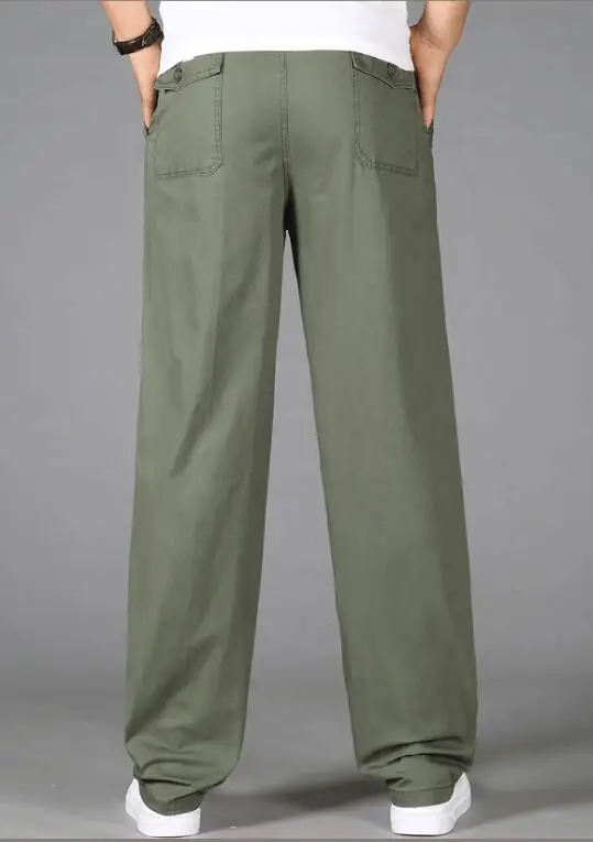 Брюки-карго мужские с эластичным поясом повседневные хлопковые мешковатые штаны