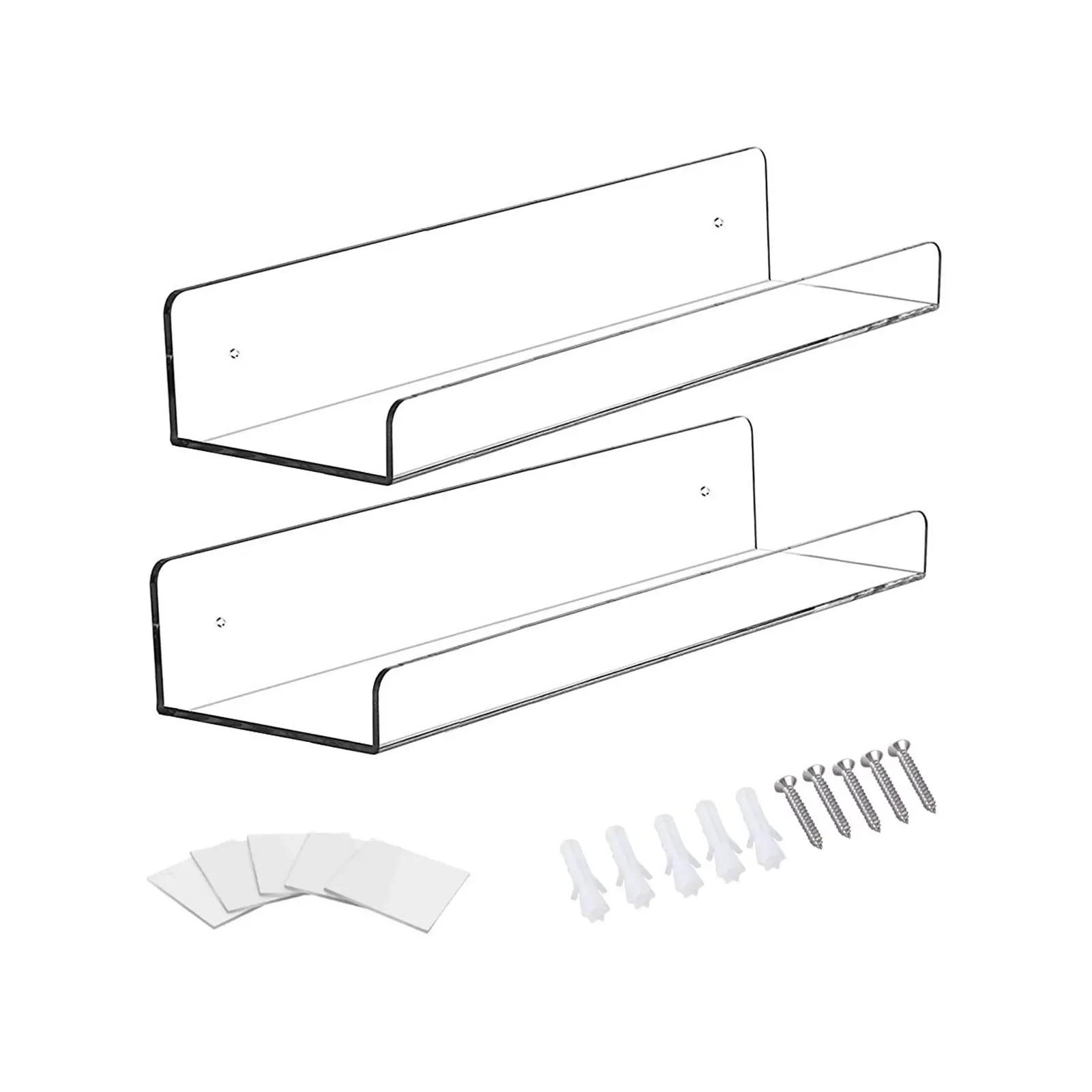 

Прозрачная невидимая настенная полка, 15 дюймов, 2 шт., акриловая настенная стойка для хранения, держатель, прозрачный Органайзер