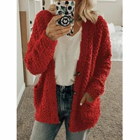 fall and winter coat womens solid color single breasted lamb wool coat fashion casual sweater top wm