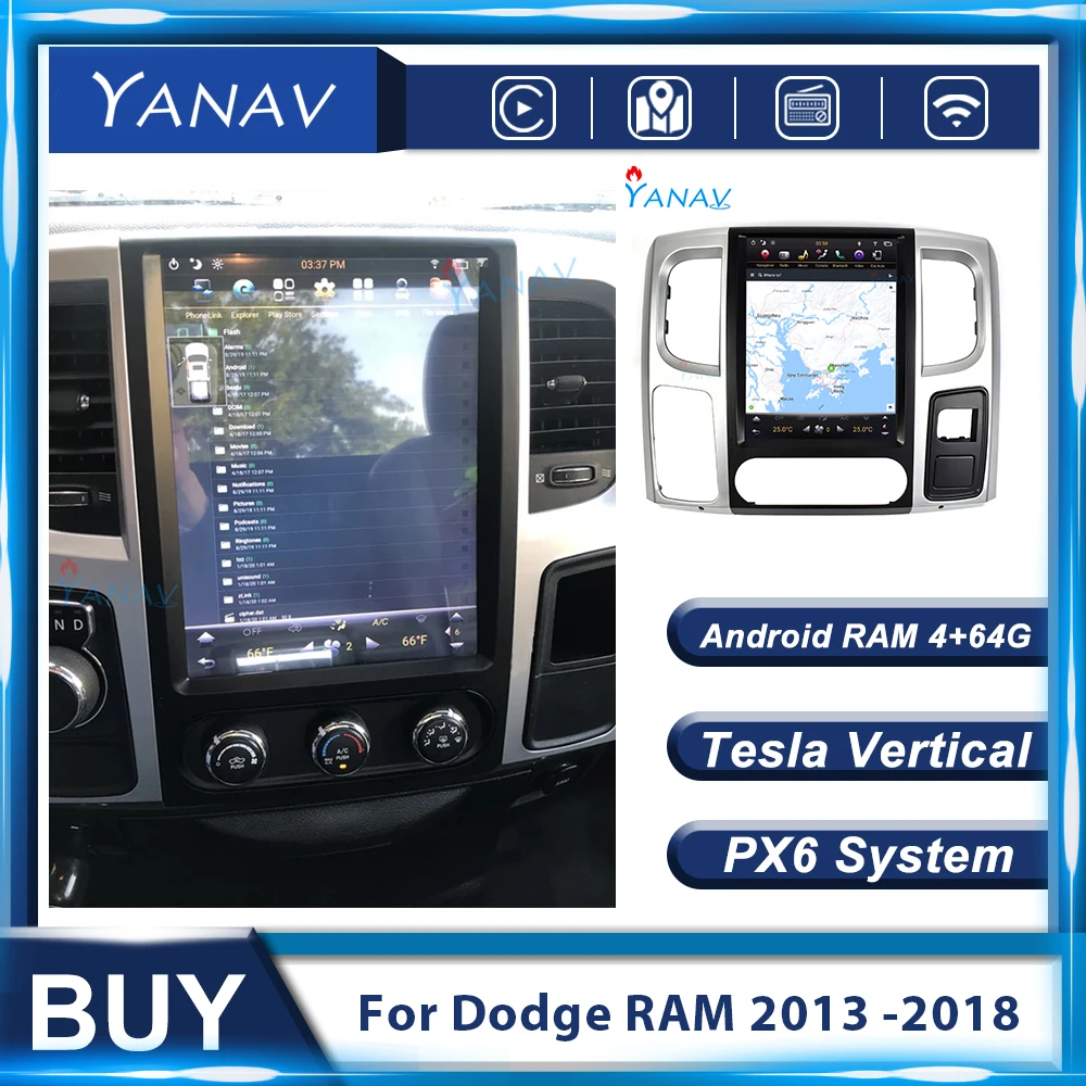Магнитола Tesla 128G PX6 Android автомобильное радио для Dodge RAM 1500 2008 2018 автомобильный GPS