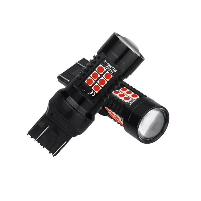 2 шт. автомобиля светодиодный лампы высокого качества 7443 T20 W21/5 Вт 21SMD красный Высокое тормоз с усилителем детали задних фар автомобиля