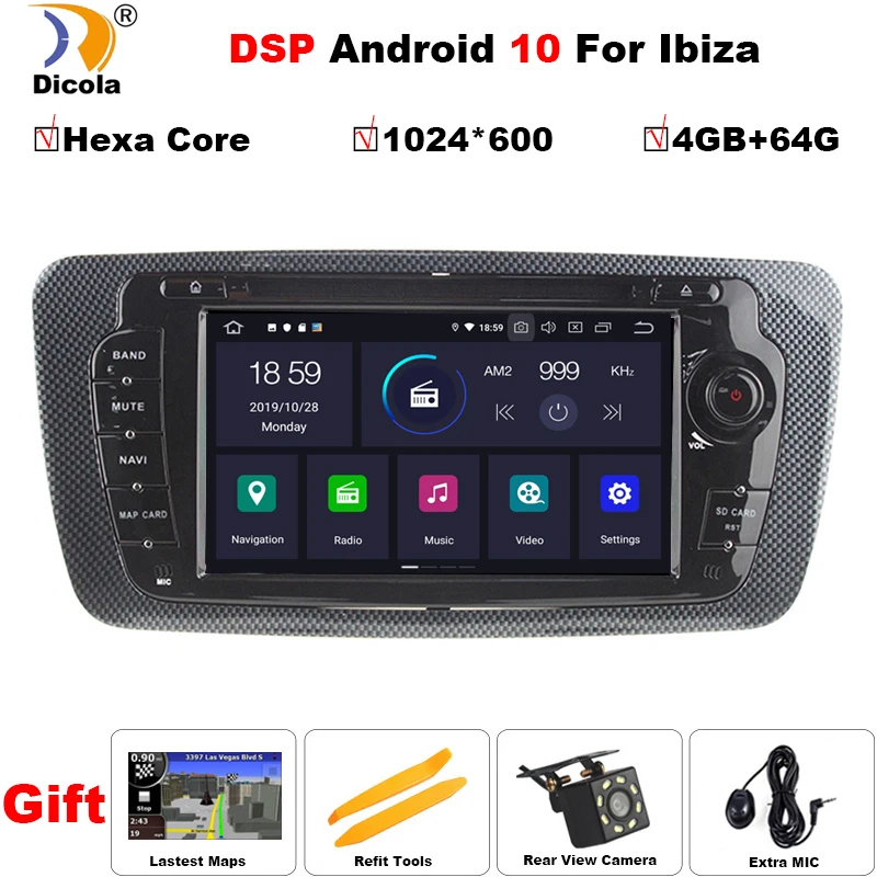 Автомагнитола PX6 DSP Android 10 для Seat Ibiza 6j 2009 2010 2012 2013 GPS навигация 2 Din экран радио аудио