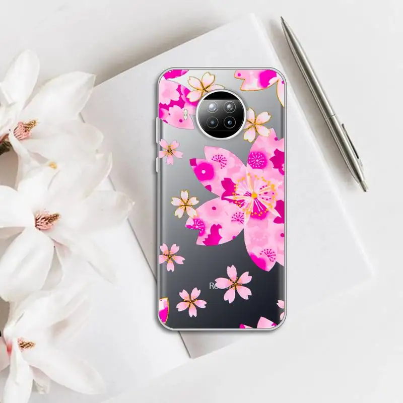

Cherry blossoms Pink Flower Phone Case Transparent for Xiaomi Redmi note 10 t 8 9 pro lite 11