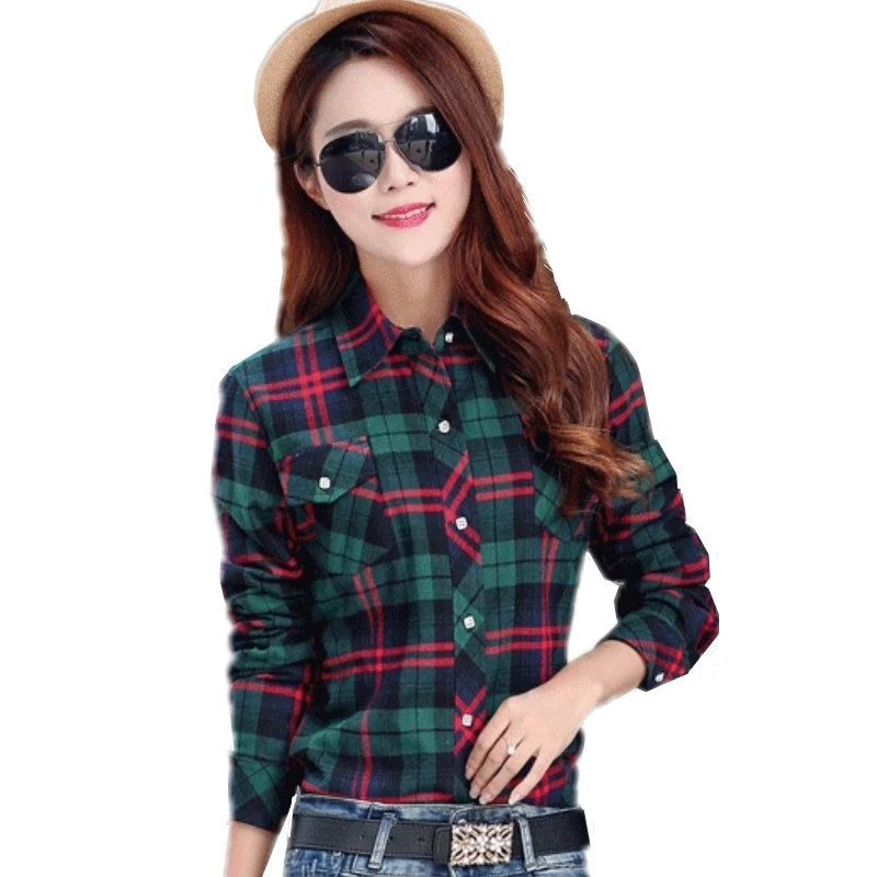 2020 зимние женские теплые хлопковые клетчатые блузки модные бархатные рубашки с