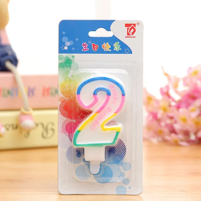1 шт. милые цветные свечи с цифрами на день рождения для детей и взрослых 2 3 4 5 6 7 8 9 0