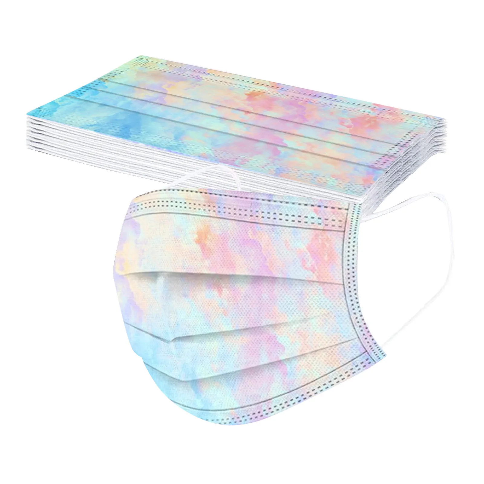 50PC Kid Tie-dye Gradient Three-Layer Mascara MondkapjeDust-Proof Breathable Disposable Mondkapjes Scarf Halloween Cosplay Mask' |