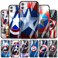 captain america shield marvel for apple iphone 12 pro max mini 11 pro xs max x xr 6s 6 7 8 plus luxury tempered glass phone case