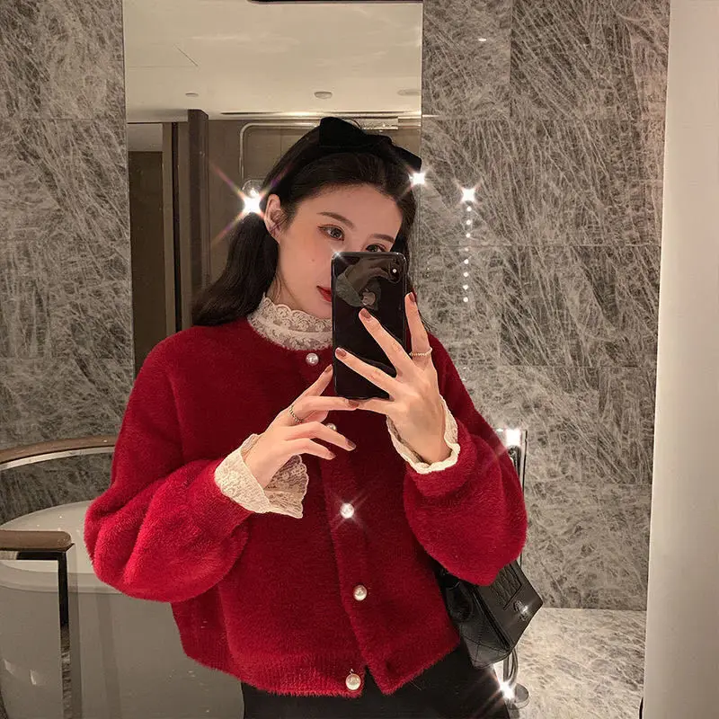 

2021 Women Autumn Winter Knitted Short Cardigans Female Long Sleeve Sweater Coats Lady Casual Chic Single Breasted Cardigan D121