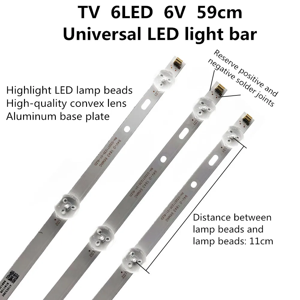 

1 Набор = 3 шт. 59 см фотолампа для телевизора 32 дюйма для 6 светодиодов/7 светодиодов/8 светодиодов 3 В/6 В 590 мм