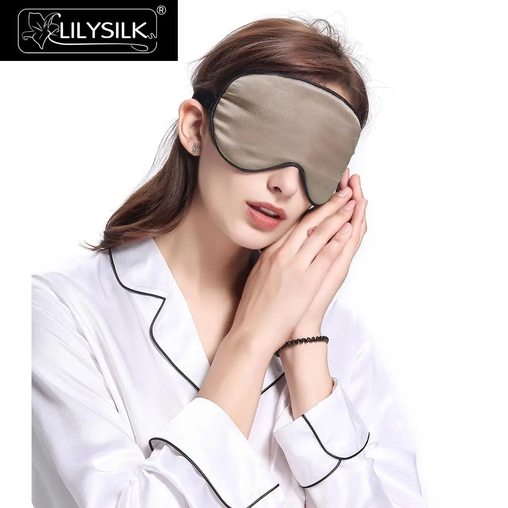 Шелковая маска для глаз LilySilk сна с черной отделкой роскошный цвет случайный