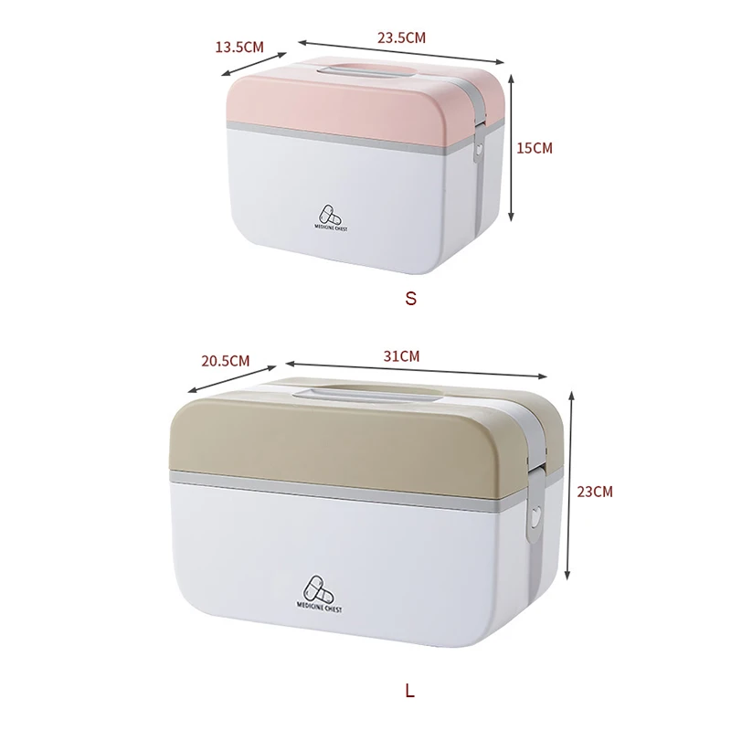 

Hot 2 Layers First Aid Box with Handle Lockable Medicine Emergency Kit Multifunctional Storage Case for Home Office