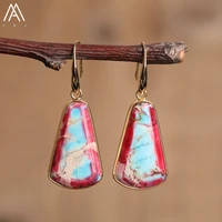 natural jaspers stone dangle earring for women trapezoid heart shape drop earrings unique bold earrings jewelry gift dropship
