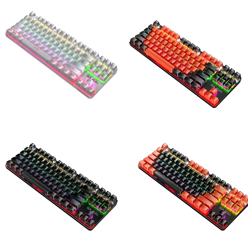 

BAJEAL Mechanical Gaming Keyboard 87Keys with RGB Backlight Effect USB Wired Keyboard Suitable for Gamers
