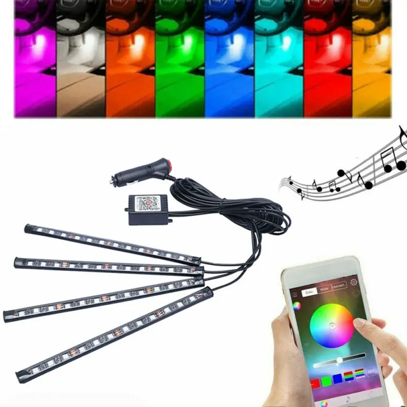 RGB 4 светодиодный в 1 Интерьер 5050 атмосферные огни тире пол ноги полосы света