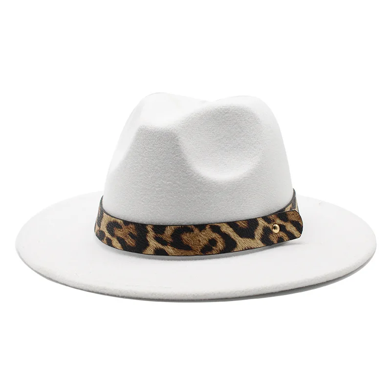 

Winter Panama Hat Women Elegant Felt Caps Male Vintage Trilby Hat Wide Brim Fedora CAPS with Belt Chapeau Homme Feutre