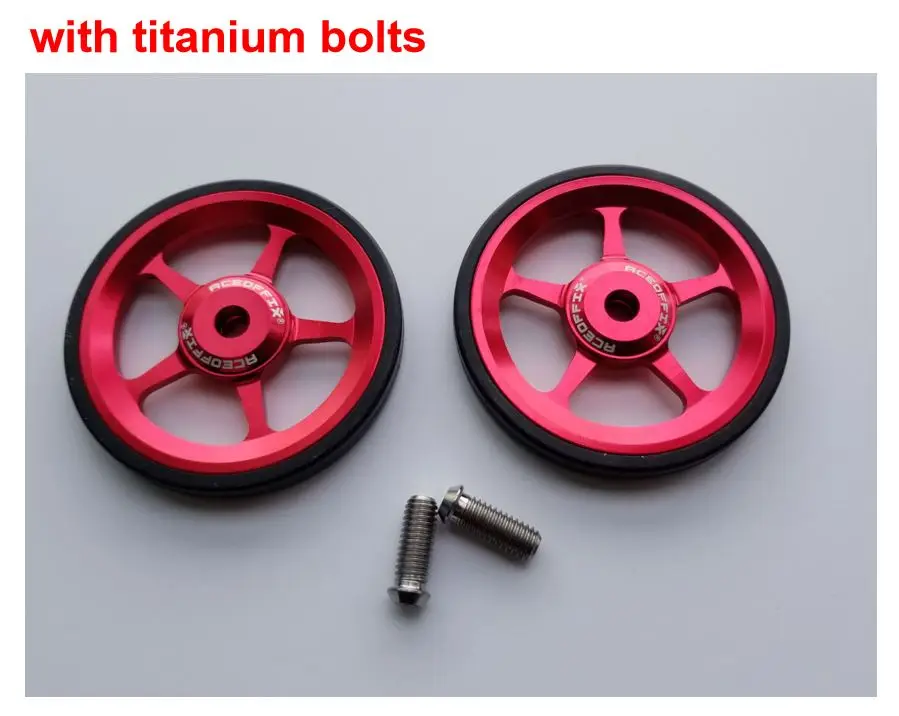 with titanium bolts 1 пара велосипед Easywheel 3 цвета Алюминий сплав супер легкая по весу простая колеса+ Титан болты для Brompton 45 г/компл - Цвет: with titanium bolts
