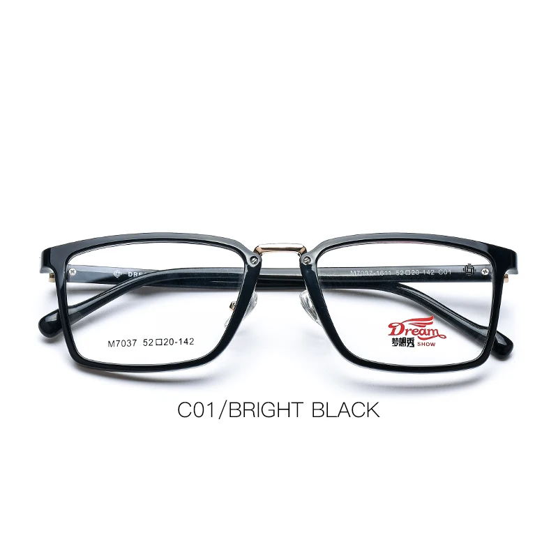 C01 Shiny black TR90 мужские очки, оправа, квадратные оптические очки, Ретро прозрачные очки для близорукости по рецепту, оправа# M7037 - Цвет оправы: C01 Shiny black