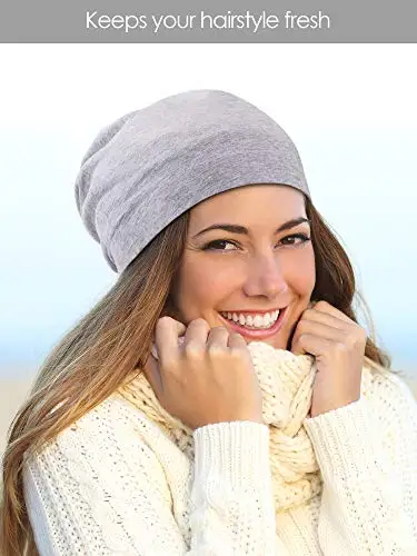 

SATINIOR 4 Pieces Satin Lined Sleep Cap Slouchy Beanie Slap Hat for Women