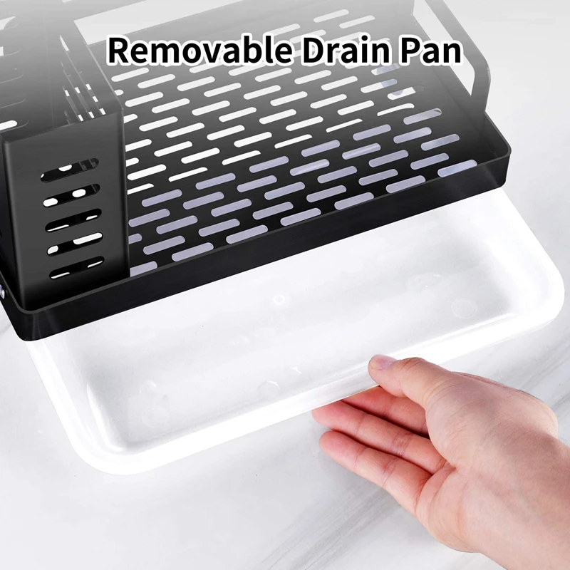 

Kitchen Sink Caddy Organizer Sponge Soap Scrubbers Holder with Rain Pan Tray Adhesive and Use Dish Brush Holder