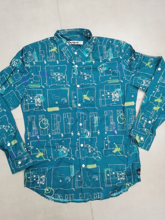 Spain Deg spring autumn new wash Vintage men's Denim Plaid Long Sleeve Shirt | Мужская одежда