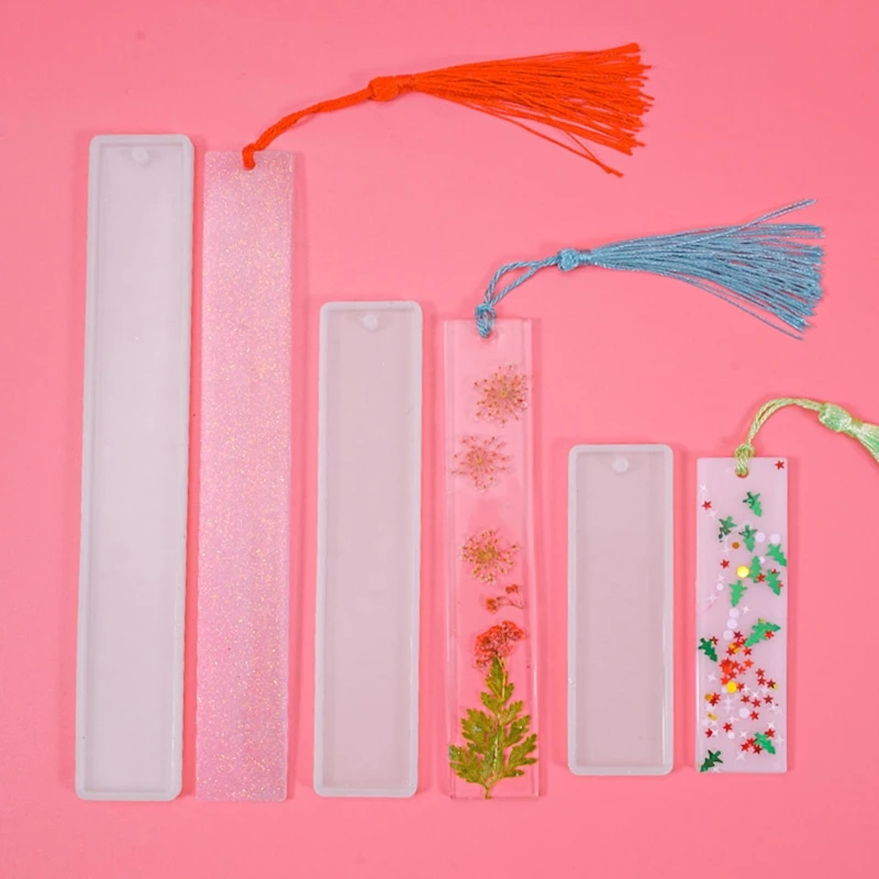 

R58E 6 Pcs/Set DIY Crafts Crystal Epoxy Resin Mold Rectangle Bookmark Silicone Mould