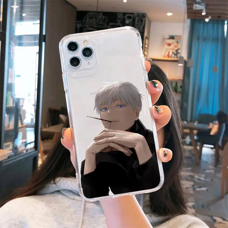 

Jujutsu Kaisen Anime Gojo Satoru Phone Case Transparent for iPhone 6 7 8 11 12 s mini pro X XS XR MAX Plus se cover funda shell