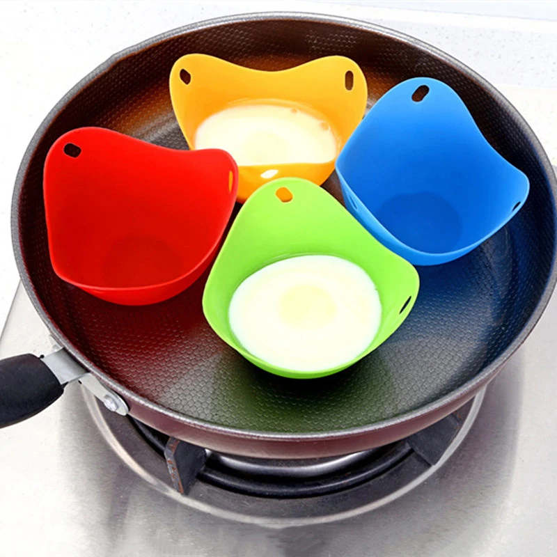 4 pcs Food Silicone Egg Cooker Steamed Poaching Cups with Build-in Ring Cooking Boiler Cup Kitchen Accessories | Спорт и развлечения