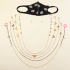 Цепочка-шнурок с бусинами Женская, металлическая цепь в Корейском стиле, длинный рисунки бабочек с разноцветными бусинами, Подарочная бижутерия для девушек и женщин