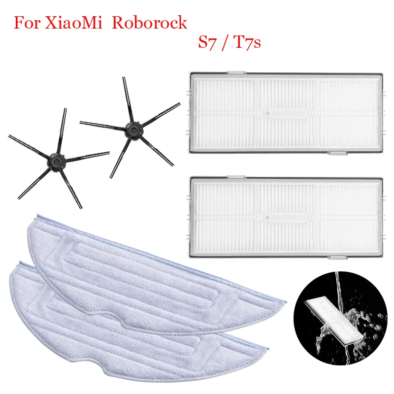 

Side Brush HEPA Filters Mop Cloths Accessories For Roborock XiaoMi S7 / T7S Robot Vacuum Cleaner Spare Parts Mop Rags
