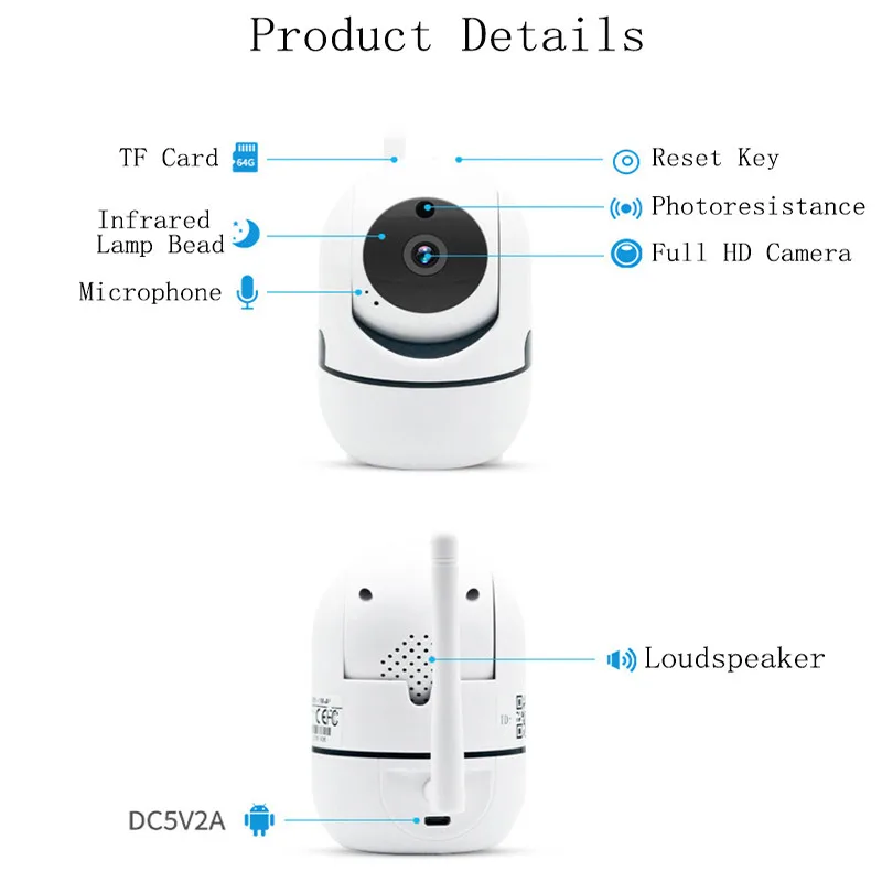 QZT Indoor IP Camera WIFI 1080P Mini CCTV Security Video Surveillance Wireless Baby Monitor YCC365 Dog Pet | Безопасность и защита
