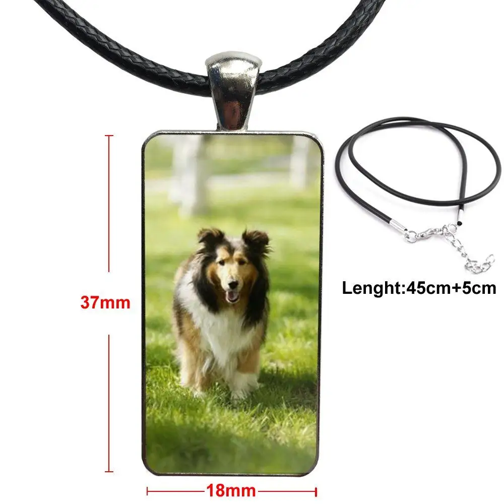 

Lovely Sheltie Shetland Sheepdog Fashion Glass Cabochon Pendant Necklace With Women Steel Plated Statement Jewelry For Unisex