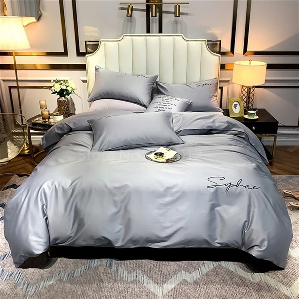 Комплект постельного белья 4 шт. из 100% хлопка однотонный в скандинавском стиле |