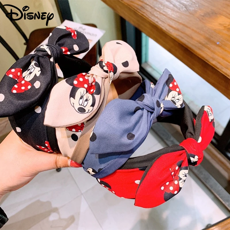 

Disney Mickey Mouse Cartoon Hair Hoops Accessories Baby Girls Cartoon Bowknot Headband Mickey Minnie Soft Plush Doll Headwear