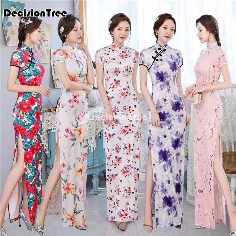 Традиционное китайское платье Ципао 2021 пикантное с разрезом костюм Тан