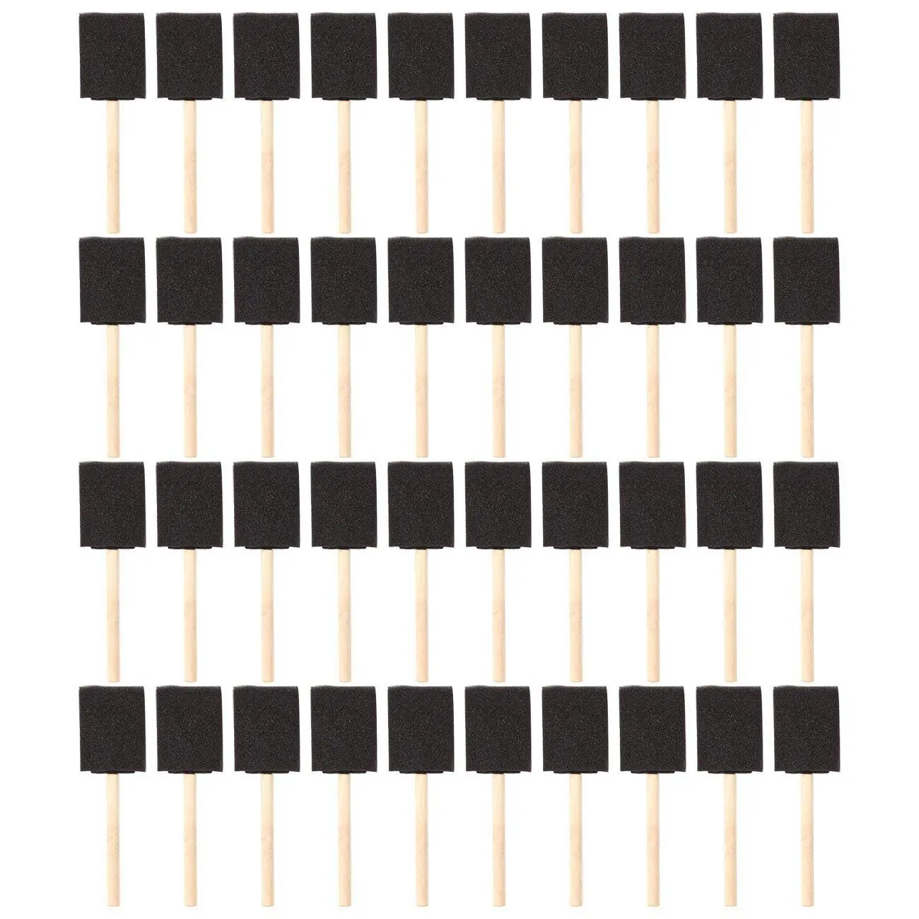 

2 inch Foam Sponge Wood Handle Paint Brush Set (Value Pack of 40) - Lightweight, durable and great for Acrylics, Stains, Varnish