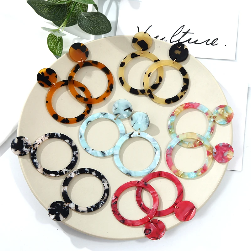 

Acrylic Earrings Statement Earrings Geometric Pendant Trend Fashion Drop Hanging Dangle Earring Charm Colorful Jewelry