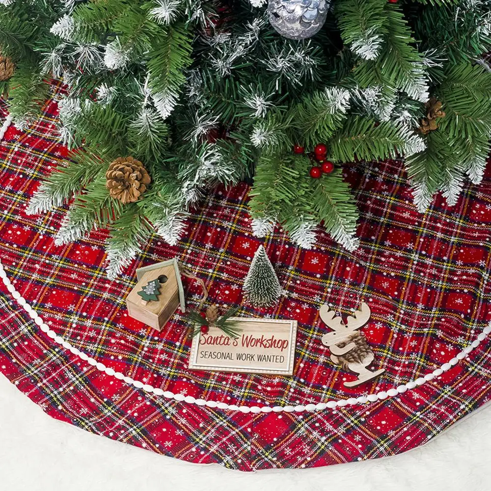 100 см Красного и черного цветов буйвола плед коврик под рождественскую елку