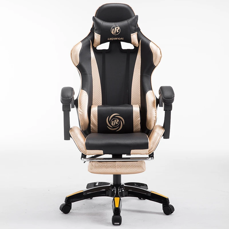 Gold Black impact Кожаное офисное игровое кресло эргономичное кресло офисное игровое кресло - Цвет: Gold Black impact