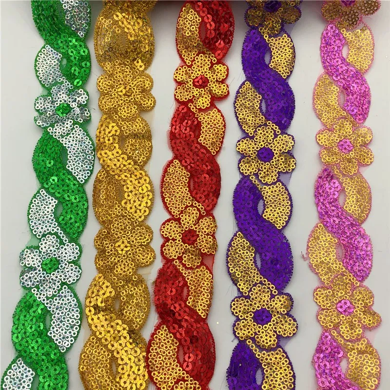 Дешевые цветы блестки ткань венецианская декоративная плетеная металлическая