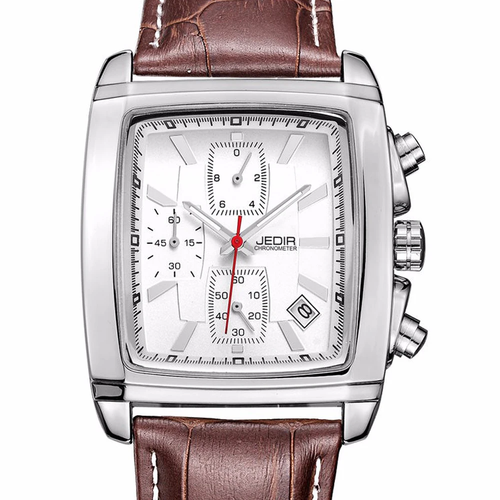 Серебряные часы Топ бренд Мужские с хронографом спортивные водонепроницаемые