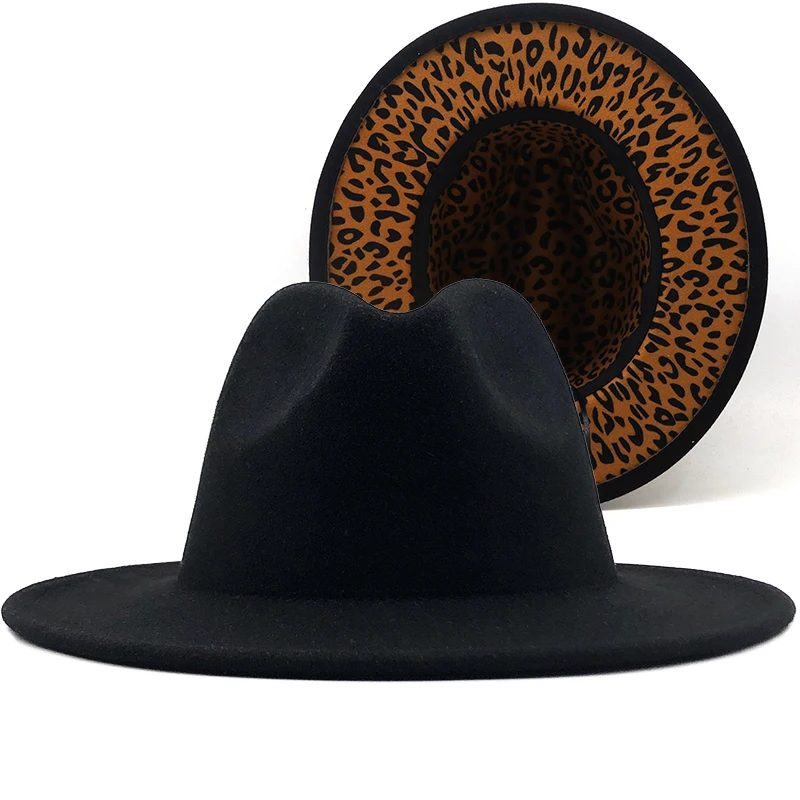 

New Women Men Wool Fedora Hat With Leather Ribbon Gentleman Elegant Lady Winter Autumn Wide Brim Jazz Church Panama Sombrero Cap